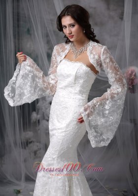 Lace Mermaid Long Sleeves Court Wedding Dress